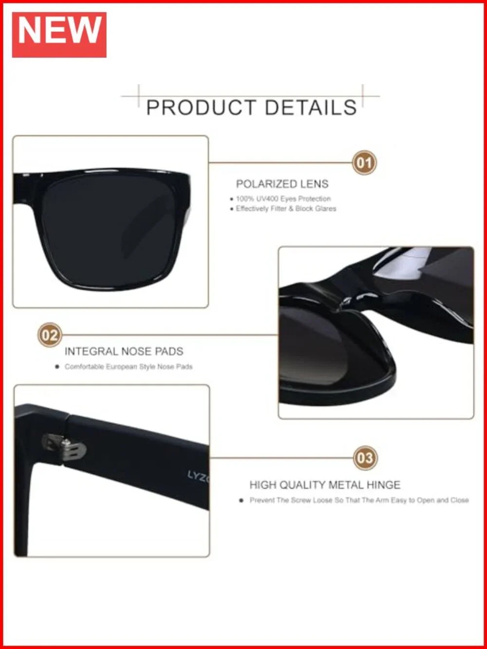 XL Oversized Square Sunglasses for Men Women Polarized UV Protection